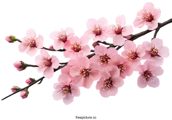 [Transparent Background PNG]Beautiful Pink Cherry Blossom Branch