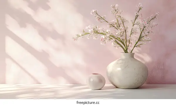 Pink Flowers in a Vase  Stylish Interior Design