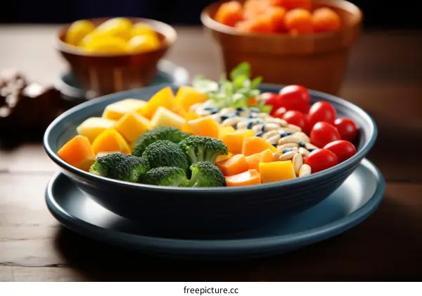 A bowl of vegetables and nuts