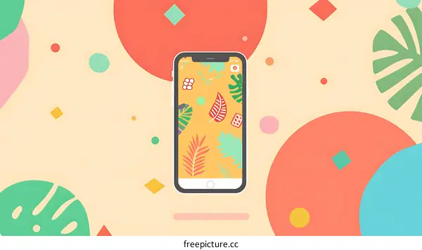 Summer Phone Background with Tropical Leaves