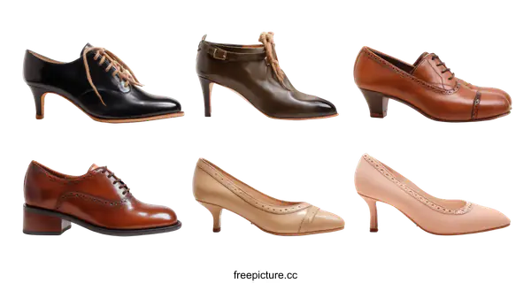 [Transparent Background PNG]Variety of Stylish Womens Heels and Oxfords