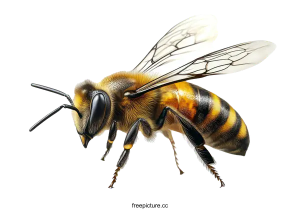 [Transparent Background PNG]Detailed Honeybee Illustration
