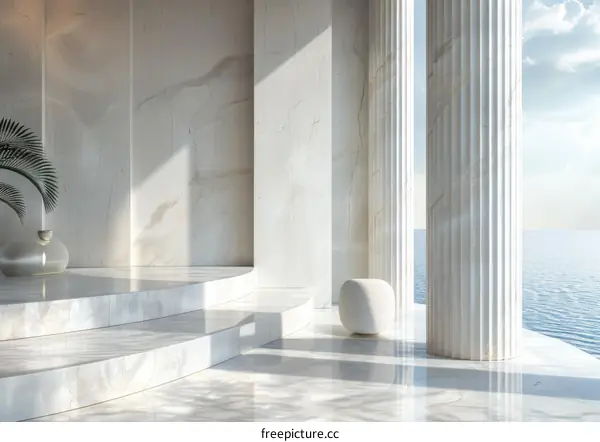 Elegant Marble Interior with Ocean View