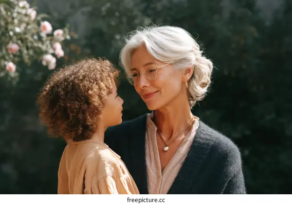 Grandmother and Grandchild Affectionate Outdoor Portrait