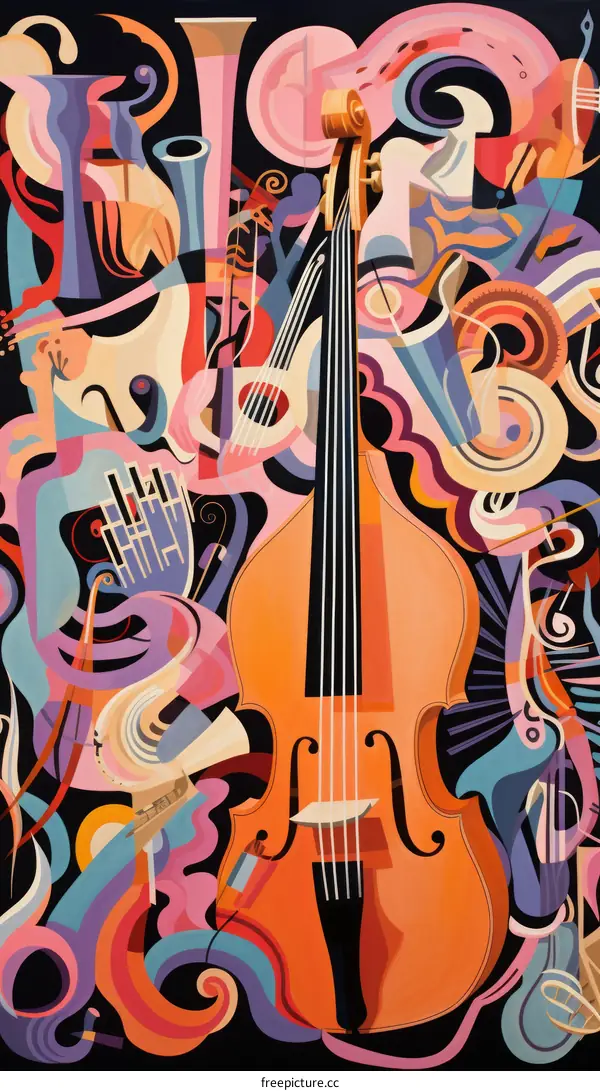 Abstract painting of musical instruments