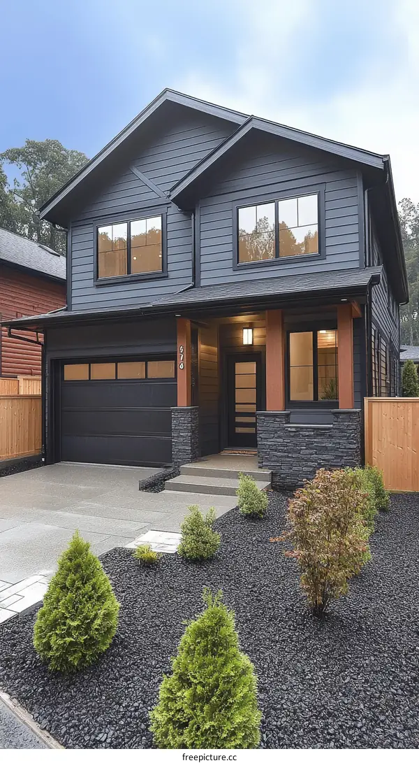 Modern House Exterior with Landscaping