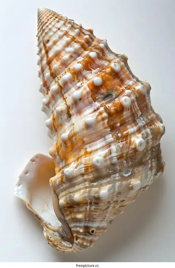 Seashell on White Background Closeup