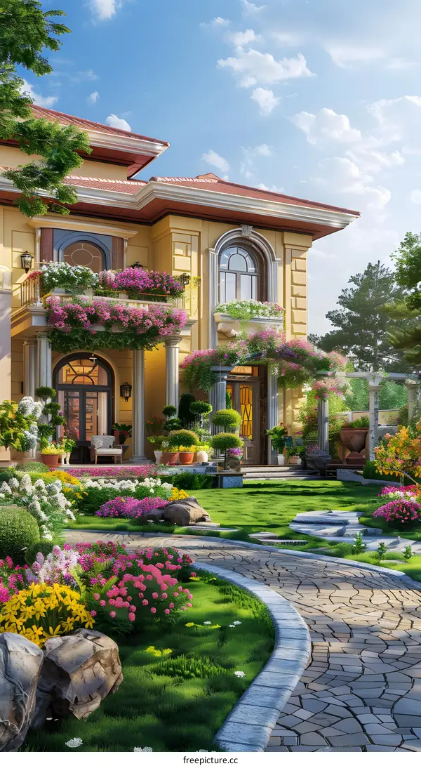Beautiful Front Yard Garden Landscape Design With Flowers And Greenery