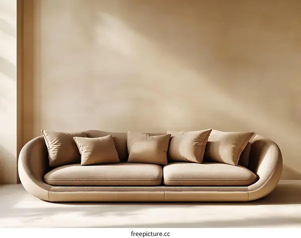 Beige Modern Sofa in a Minimalist Living Room