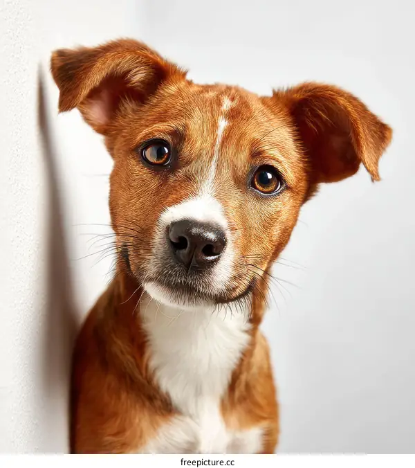 Close-up Portrait of a Curious Puppy