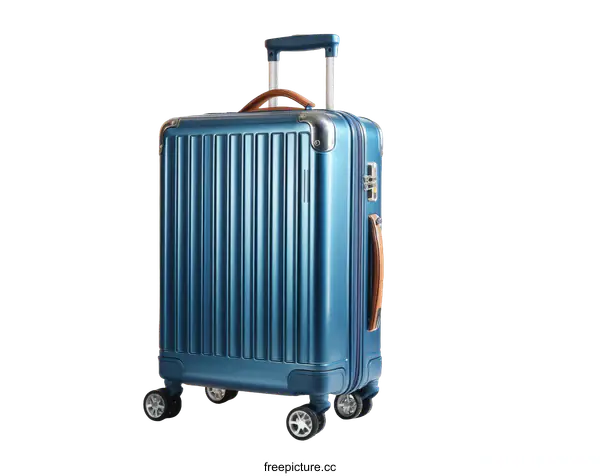 [Transparent Background PNG]Blue Travel Suitcase with Wheels