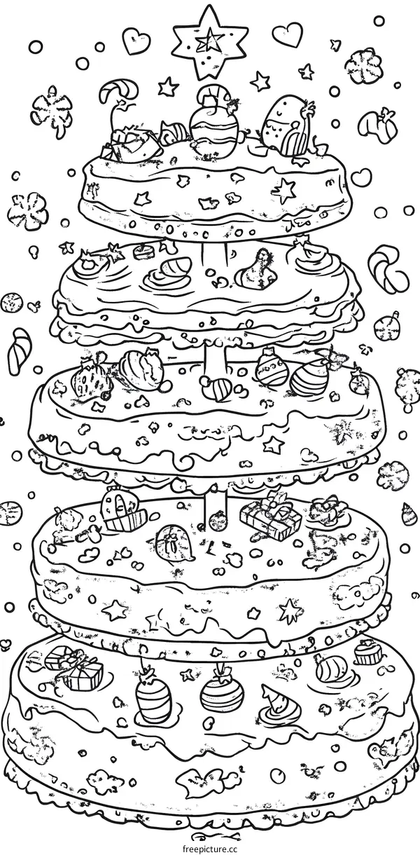 Christmas Tree Cake Coloring Page