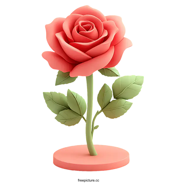 [Transparent Background PNG]3D Cartoon Rose Illustration