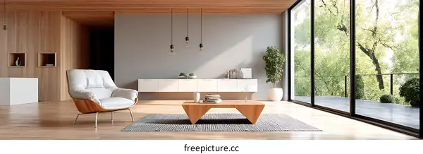 Modern Living Room with Large Windows