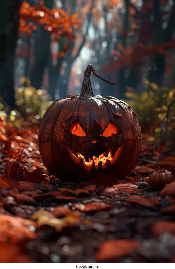 Spooky Halloween Pumpkin Ambiance at Night