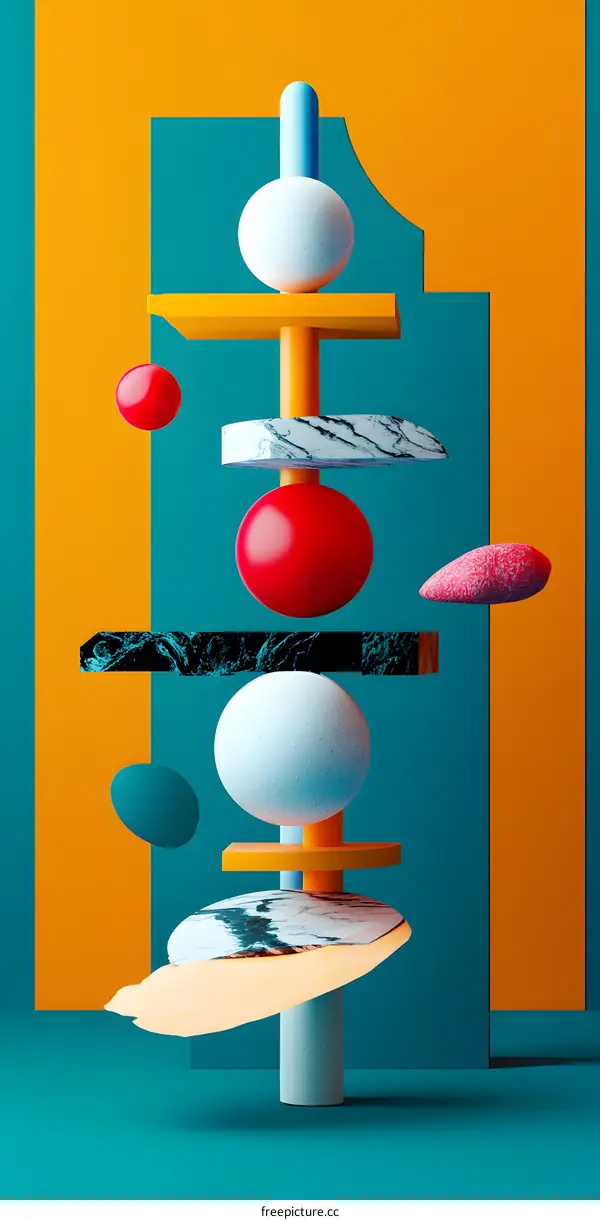 Abstract 3D Geometric Shapes Illustration