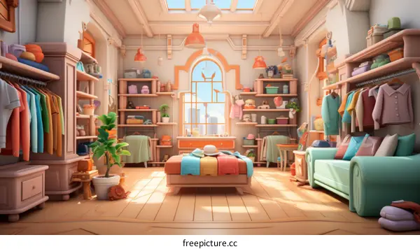 A virtual fitting room allows customers to try on clothes in a simulated environment