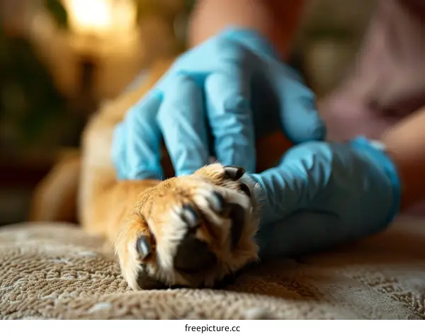 Veterinarian Examining Dog's Paw