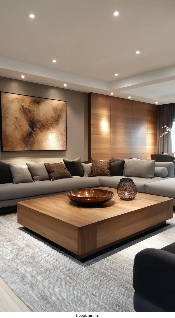 Modern Living Room with Wooden Coffee Table