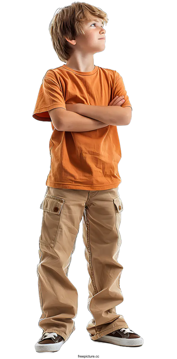 [Transparent Background PNG]Portrait of a boy with crossed arms