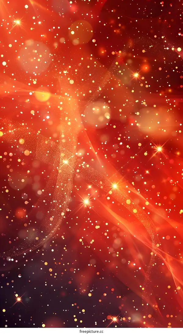 Red silk and golden light dots