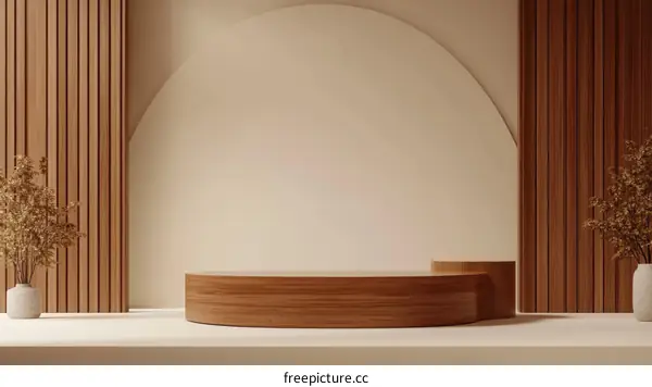 Modern Wooden Display Podium Mockup