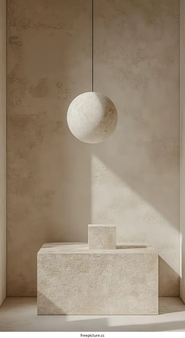 Beige Minimalist Display Pod with Orb