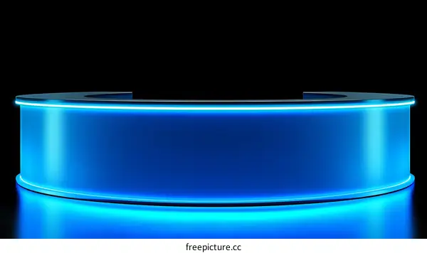 Modern Blue Neon Reception Desk Illustration