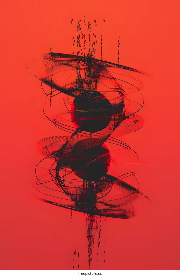 Abstract Red and Black Geometric Artwork