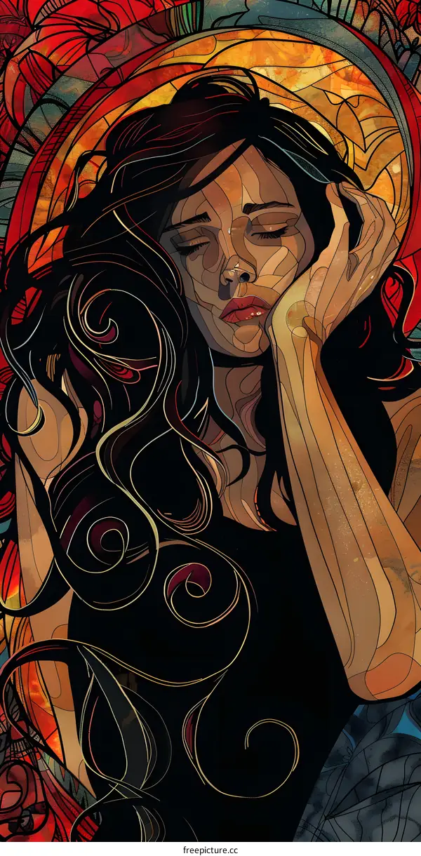 stained glass portrait of a woman