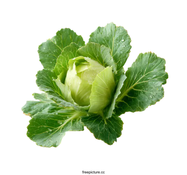 [Transparent Background PNG]Fresh Green Cabbage Head Close Up