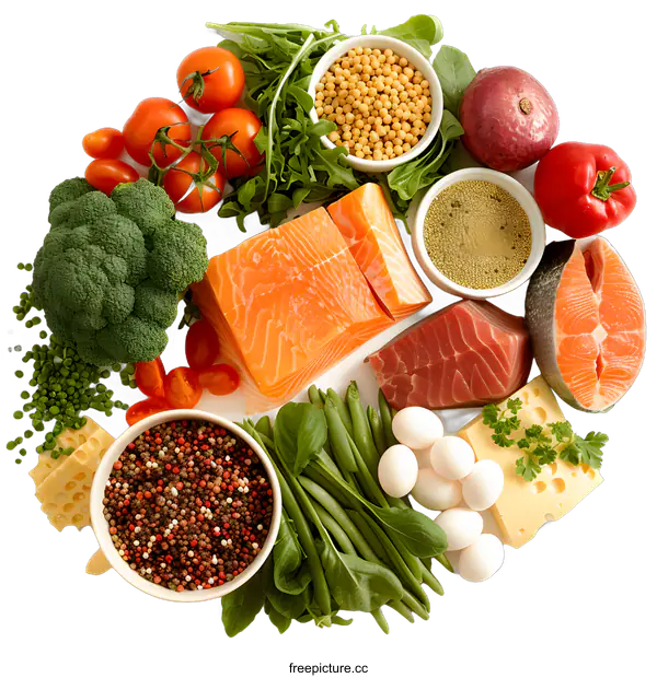 [Transparent Background PNG]Healthy Food Ingredients Circle Layout