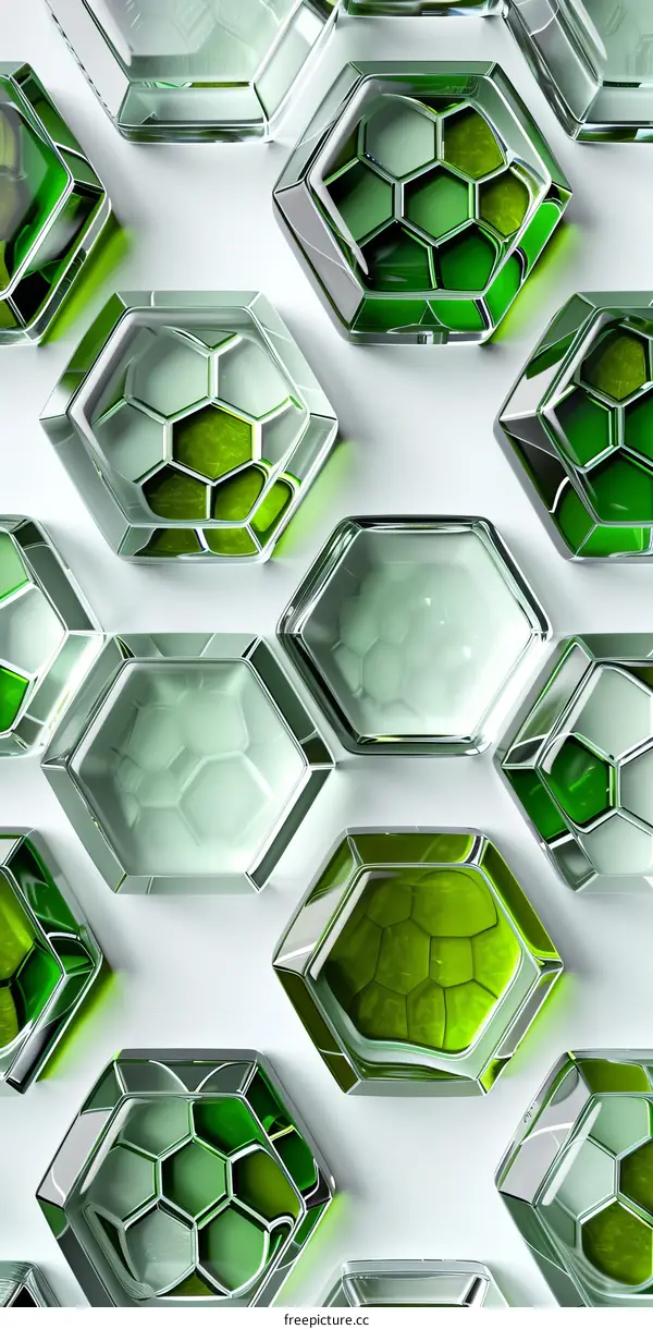 Green and White Honeycomb Hexagons