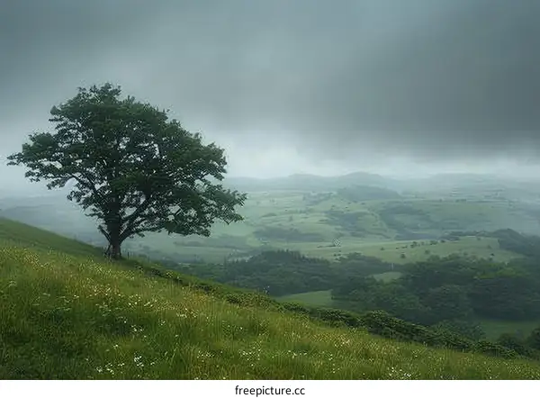 Lonely Tree on a Hillside