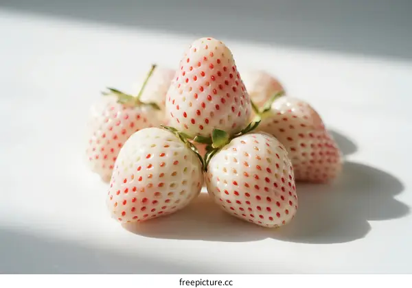 Fresh Pineberries with Red Seeds on White Background