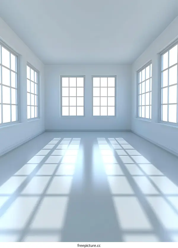 White Room with Windows and Sunbeams