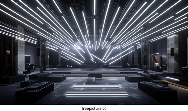 Futuristic Event Space with Light Installations