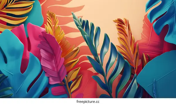 Tropical Leaves Abstract Background Illustration
