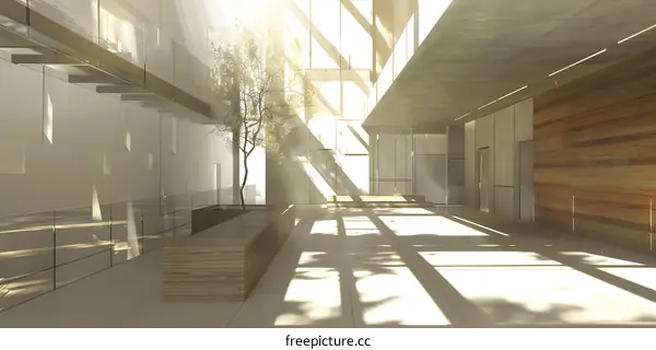 Modern Interior Design with Light Streaming Through Windows