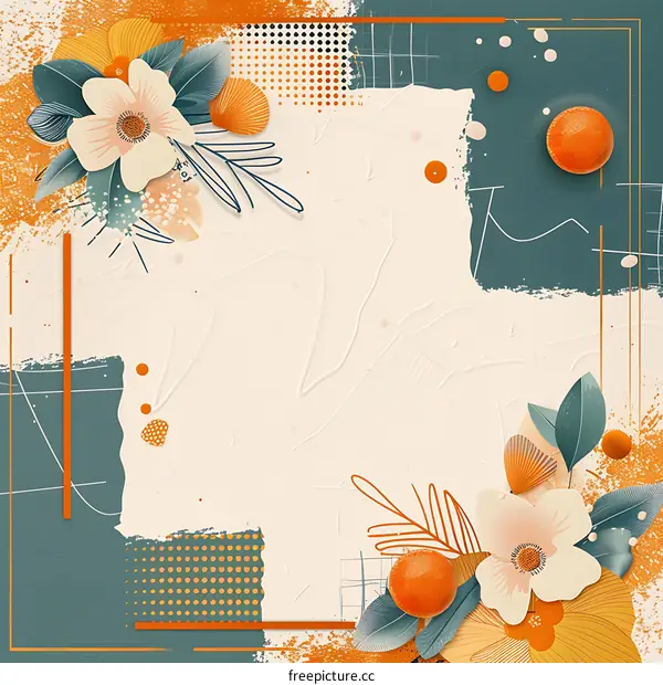 Abstract Floral Collage With Orange and White Flowers