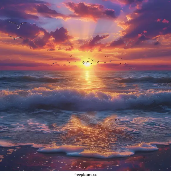 The Setting Sun Over The Ocean