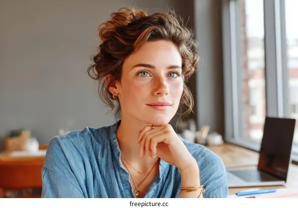 Caucasian Woman Contemplating in Casual Setting