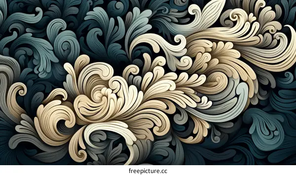 Blue and gold floral ornament