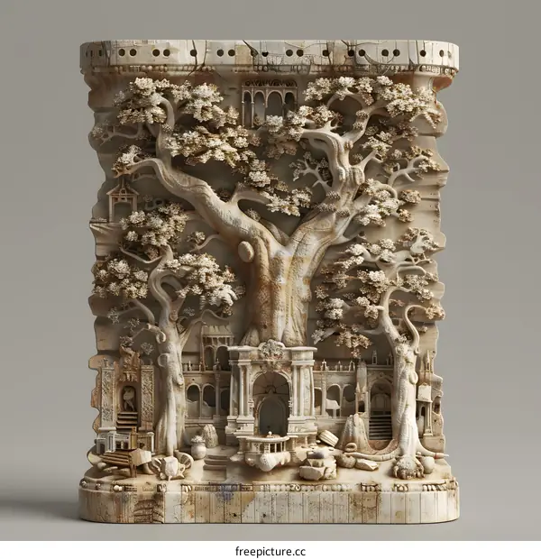 Ivory plaque with hunting scene