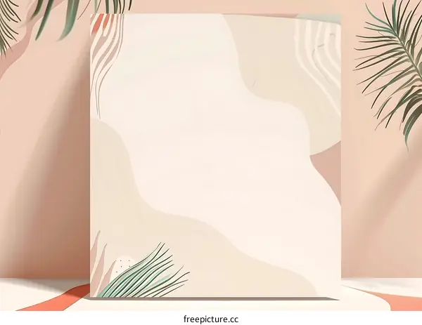 Abstract Minimalist Background with White Paper and Plants