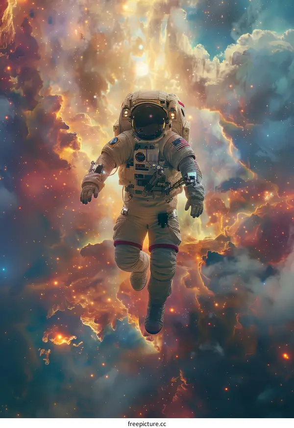 Astronaut Floating in Nebula