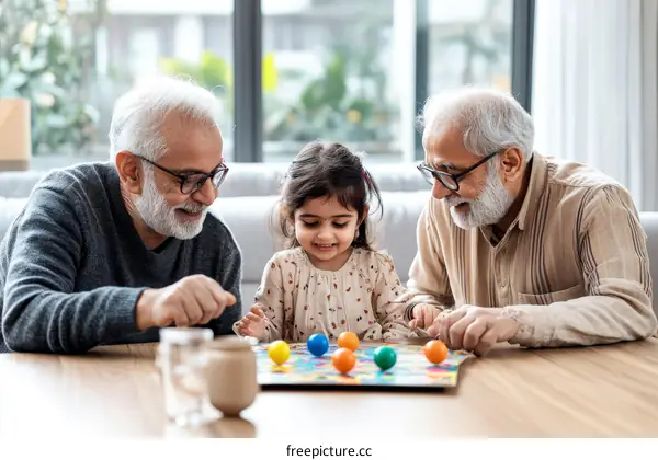 Grandparents and Grandchild Playing a Board Game