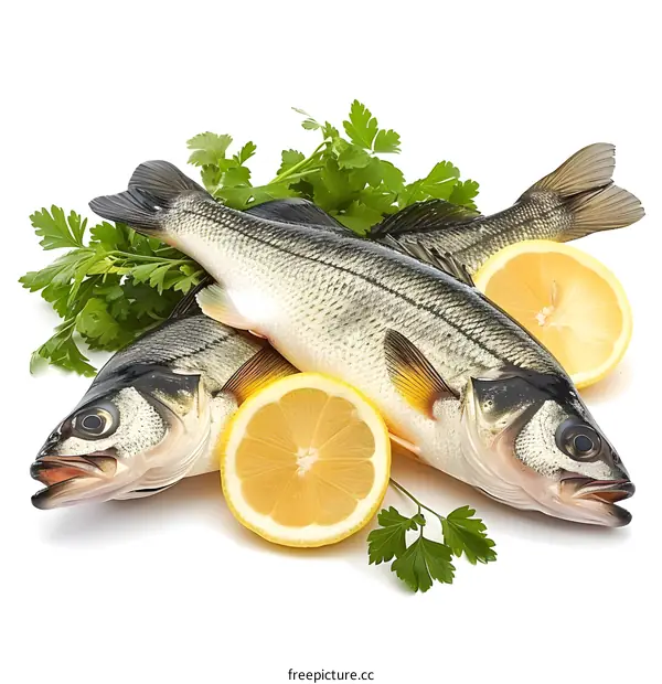 Fresh fish with lemon and parsley
