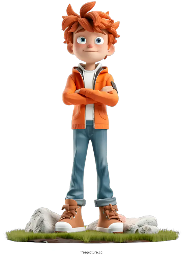 [Transparent Background PNG]3D cartoon character of a boy