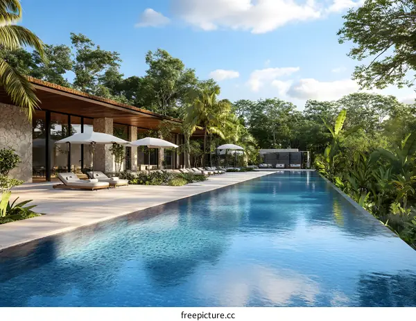 Modern Tropical Villa with Infinity Pool and Lush Greenery